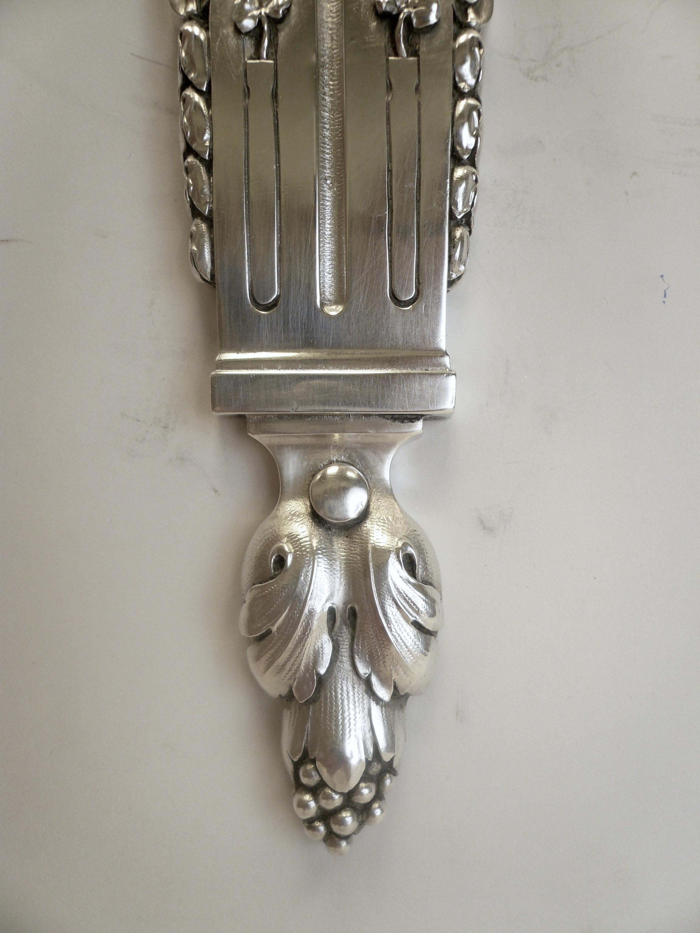 American Pair of Georgian Style Silver Plated Bronze Wall Sconces by E. F. Caldwell
