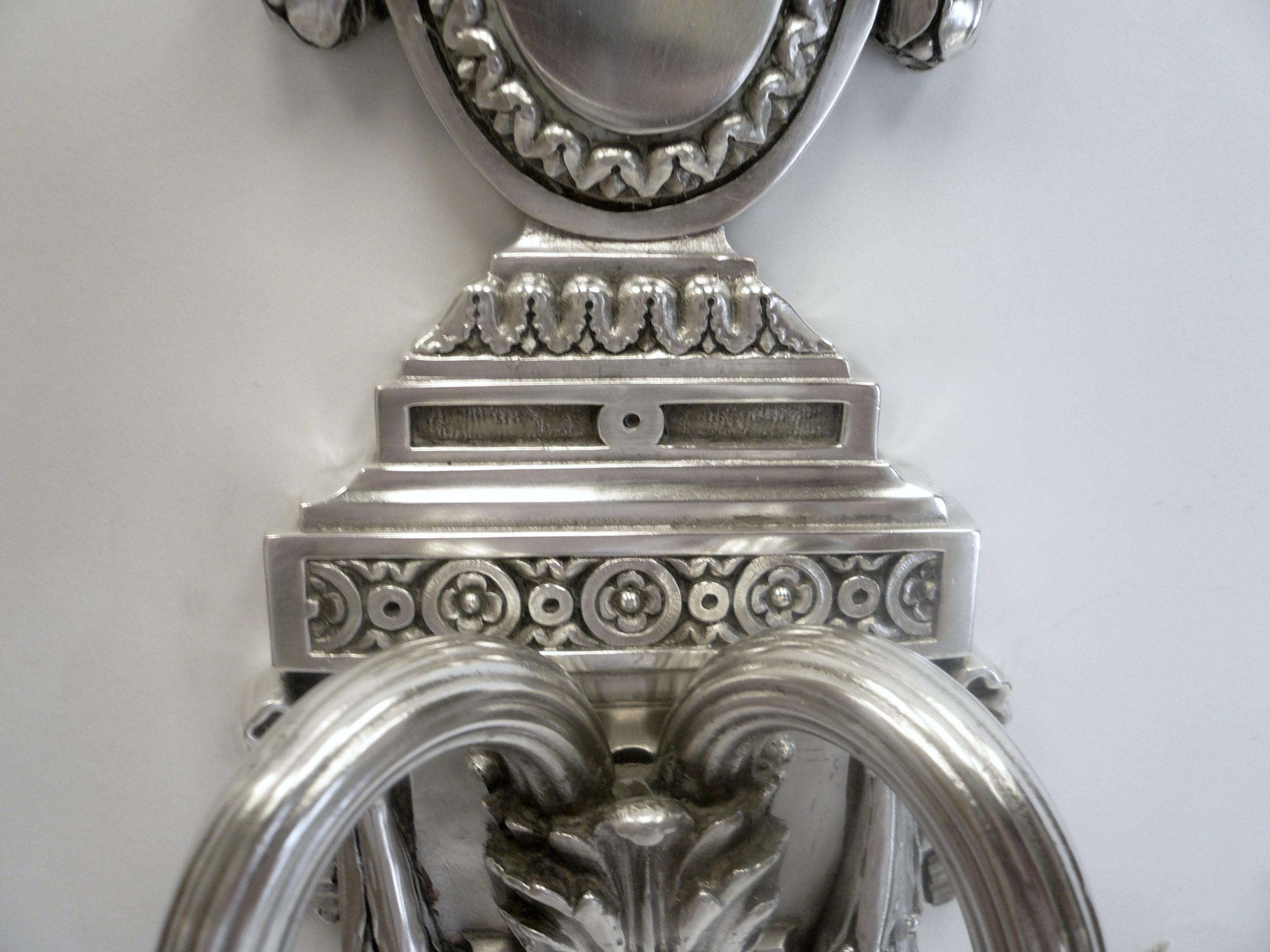Pair of Georgian Style Silver Plated Bronze Wall Sconces by E. F. Caldwell 1
