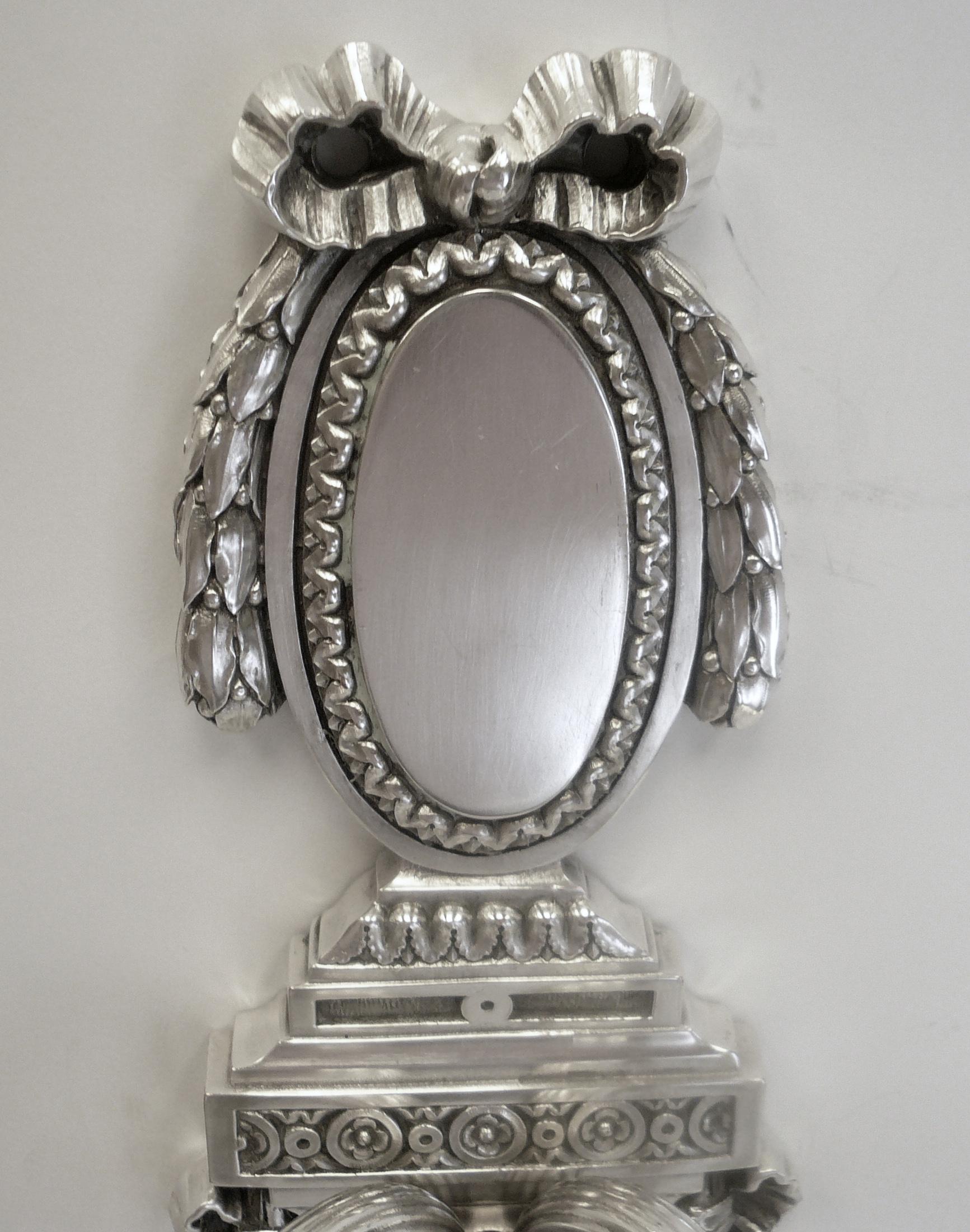 Pair of Georgian Style Silver Plated Bronze Wall Sconces by E. F. Caldwell 2