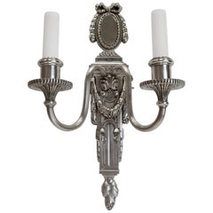 Pair of Georgian Style Silver Plated Bronze Wall Sconces by E. F. Caldwell