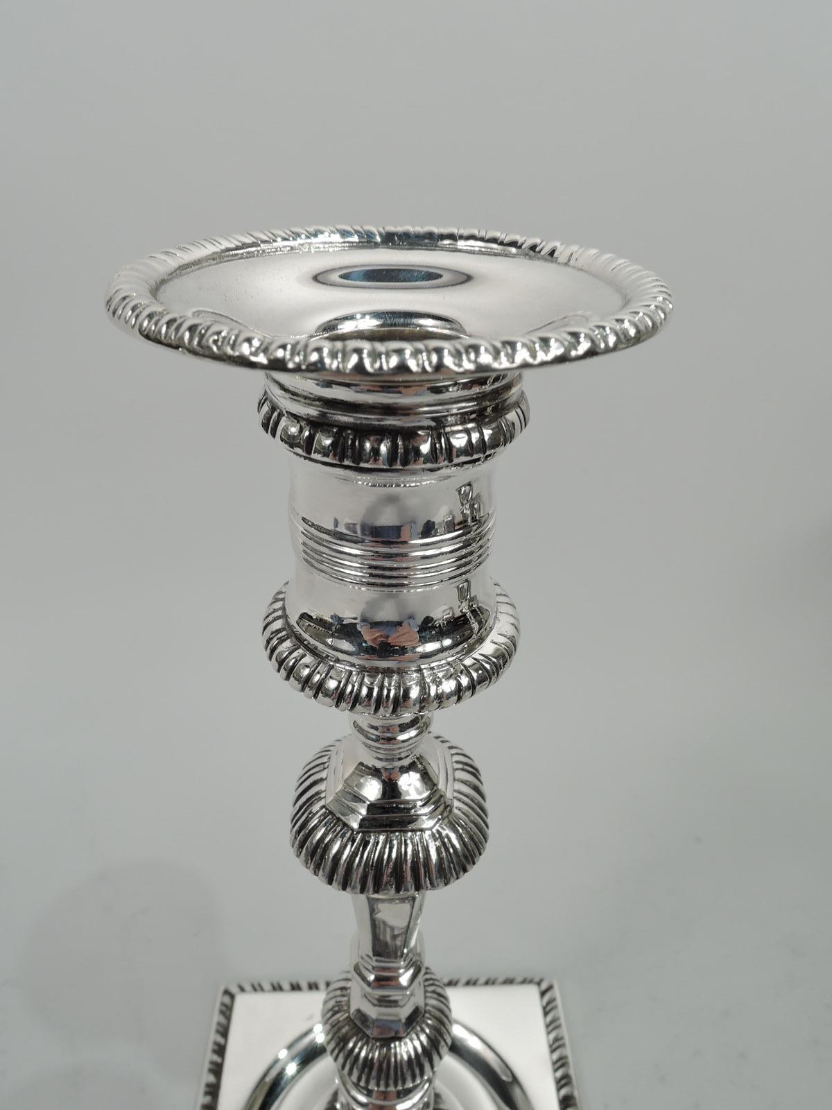 American Pair of Georgian-Style Sterling Silver Candlesticks by Currier & Roby For Sale