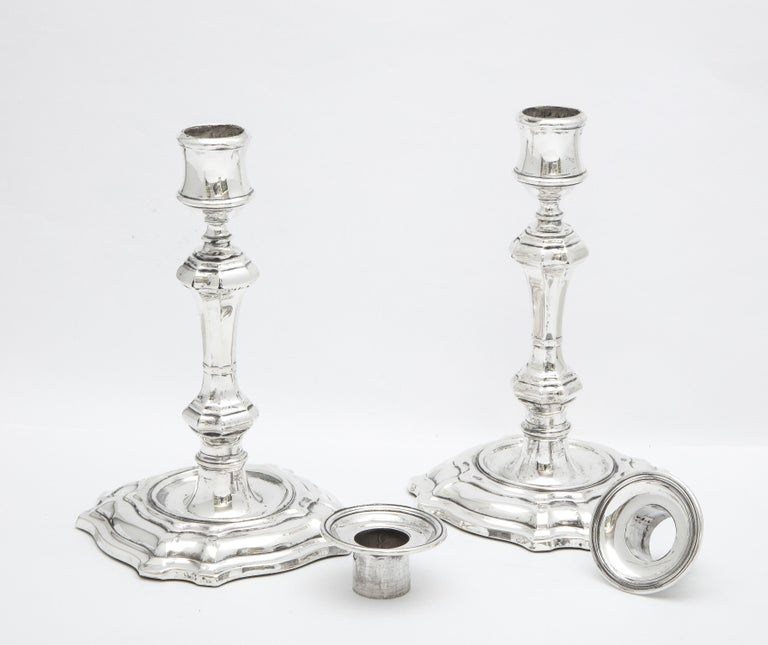 Pair of Georgian-Style Sterling Silver Candlesticks by William Hutton & Sons For Sale 6