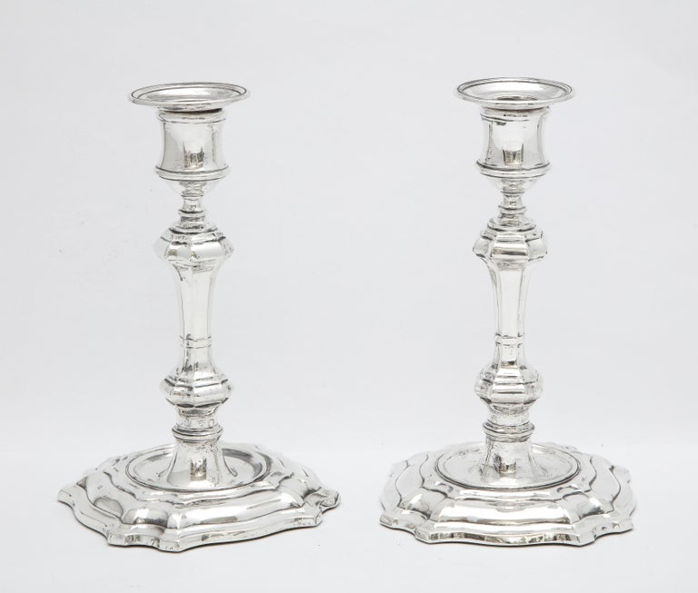 George II Pair of Georgian-Style Sterling Silver Candlesticks by William Hutton & Sons For Sale