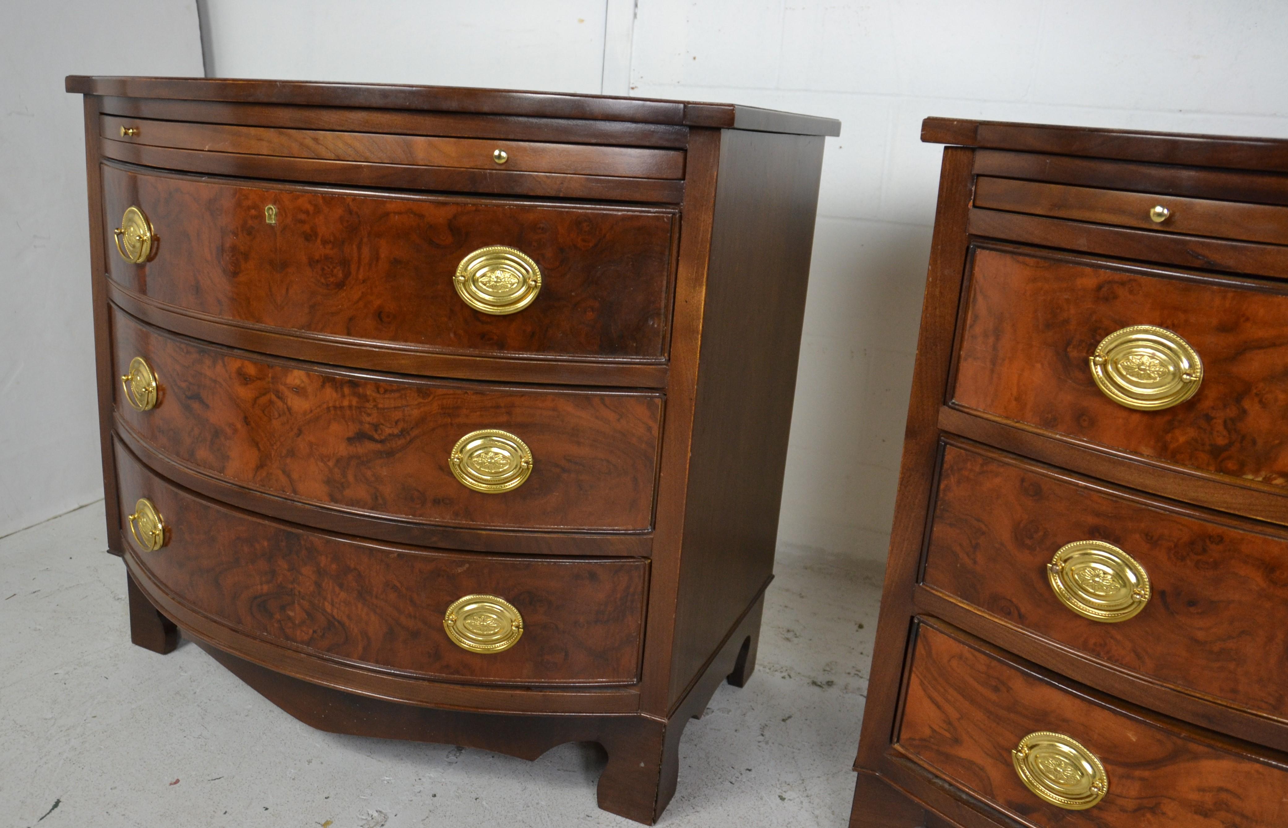 20th Century Pair of Georgian Style Walnut Bachelor Chests