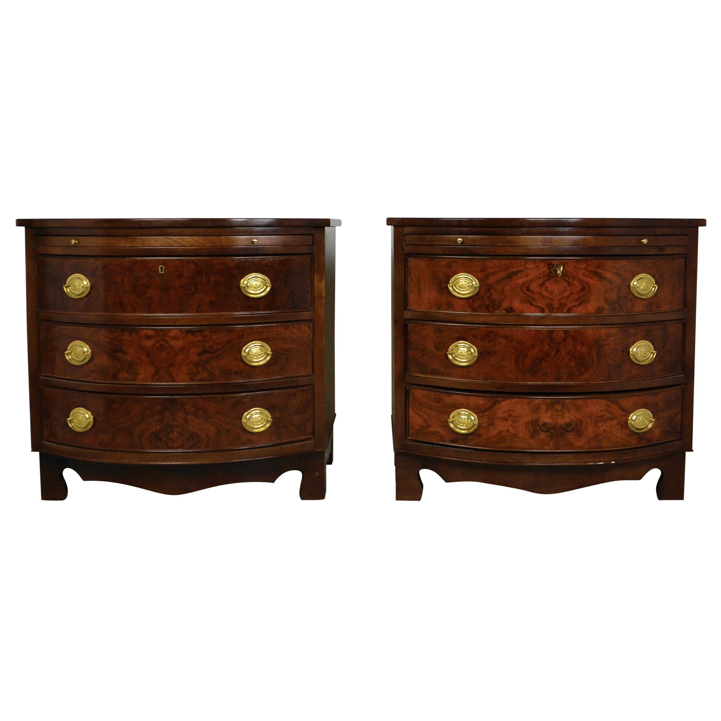 Pair of Georgian Style Walnut Bachelor Chests
