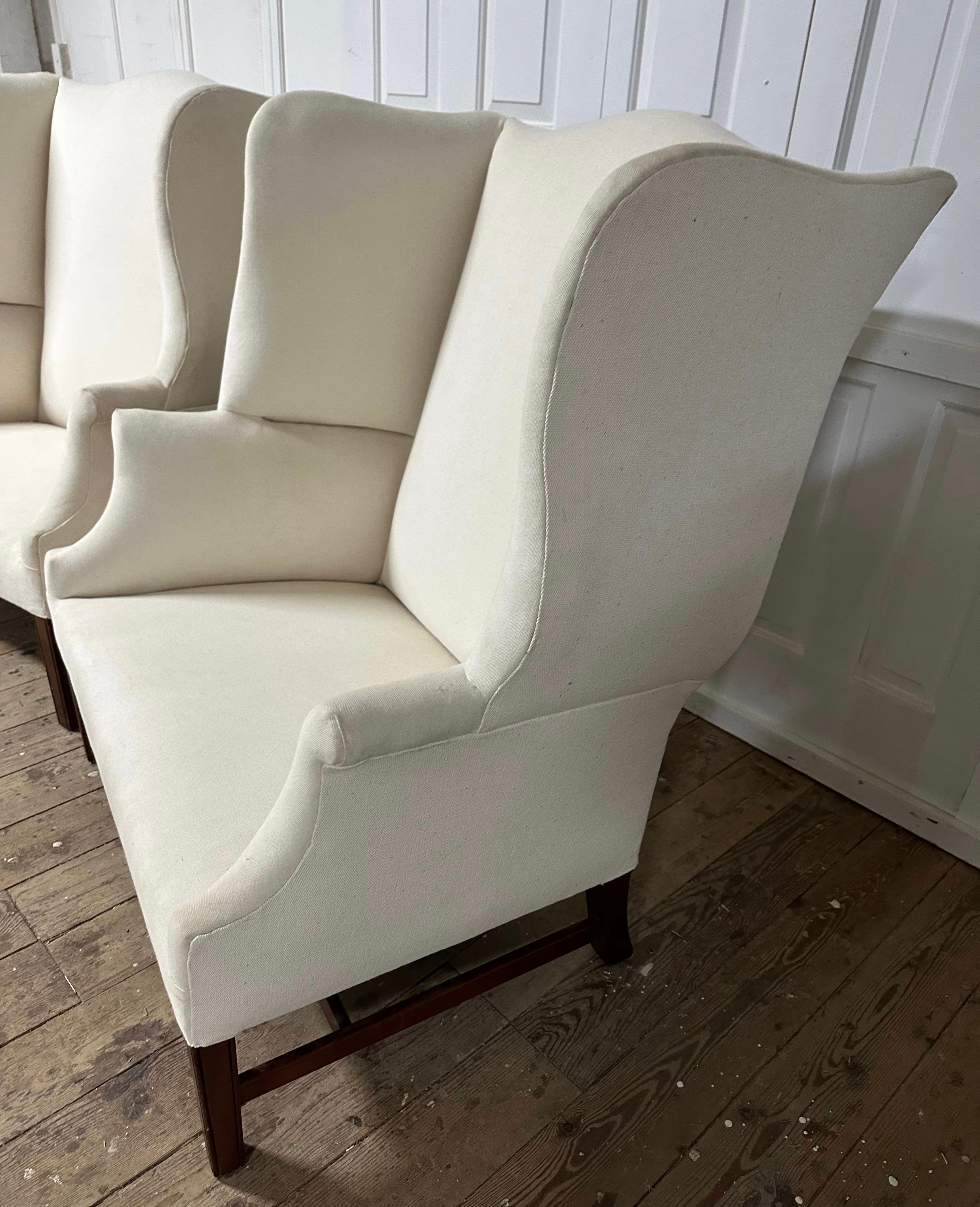 English Pair of Georgian Style Wing Chairs For Sale