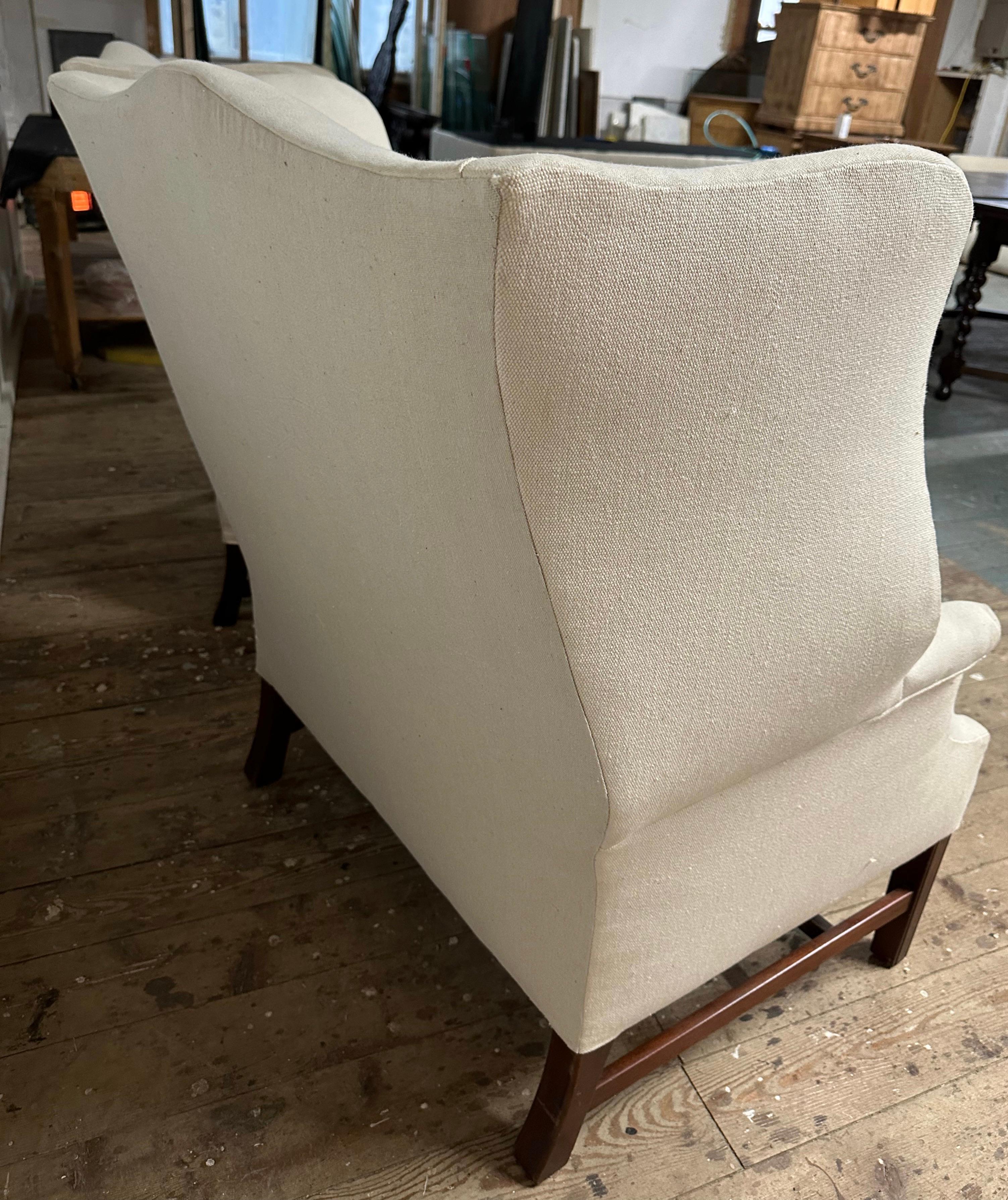Pair of Georgian Style Wing Chairs In Good Condition For Sale In Sheffield, MA