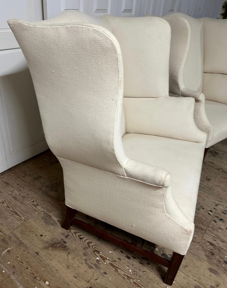 Mahogany Pair of Georgian Style Wing Chairs For Sale