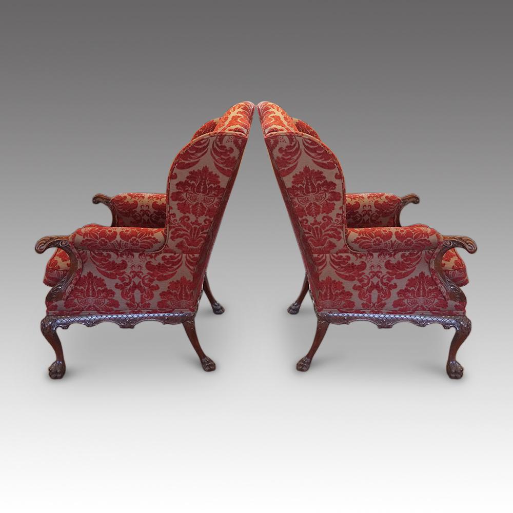 Pair of Georgian Style Wing Chairs  In Good Condition In Salisbury, Wiltshire