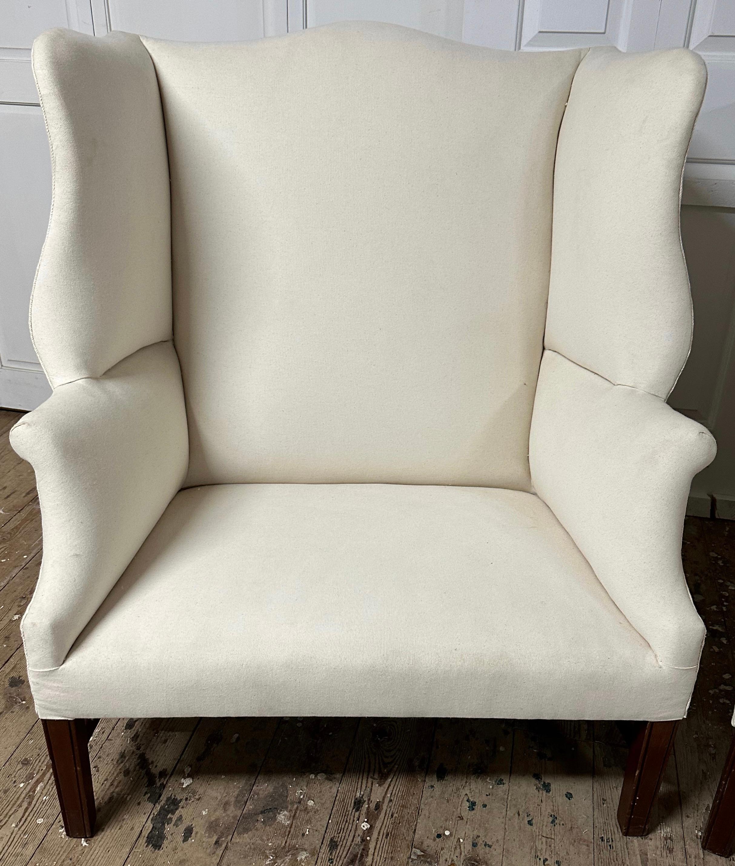 Pair of Georgian Style Wing Chairs For Sale 1