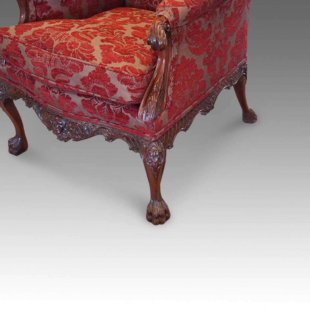 20th Century Pair of Georgian Style Wing Chairs 