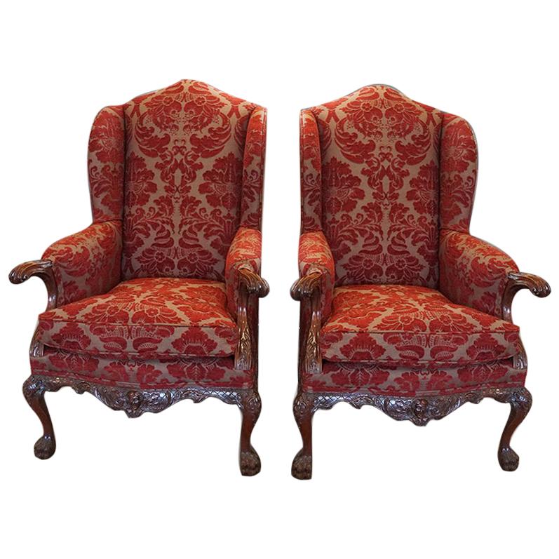 Pair of Georgian Style Wing Chairs 