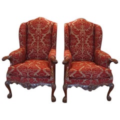 Pair of Georgian Style Wing Chairs 