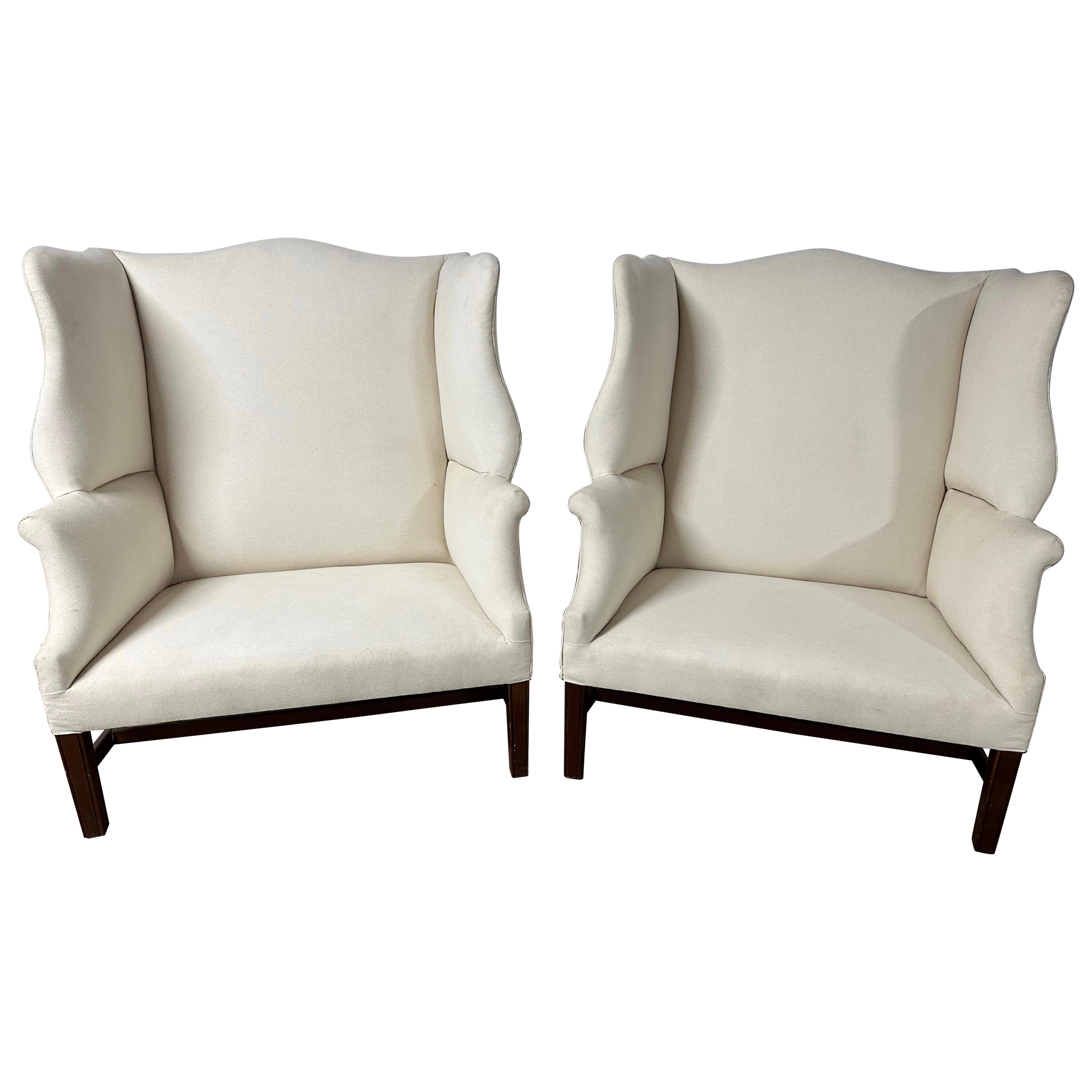 Pair of Georgian Style Wing Chairs