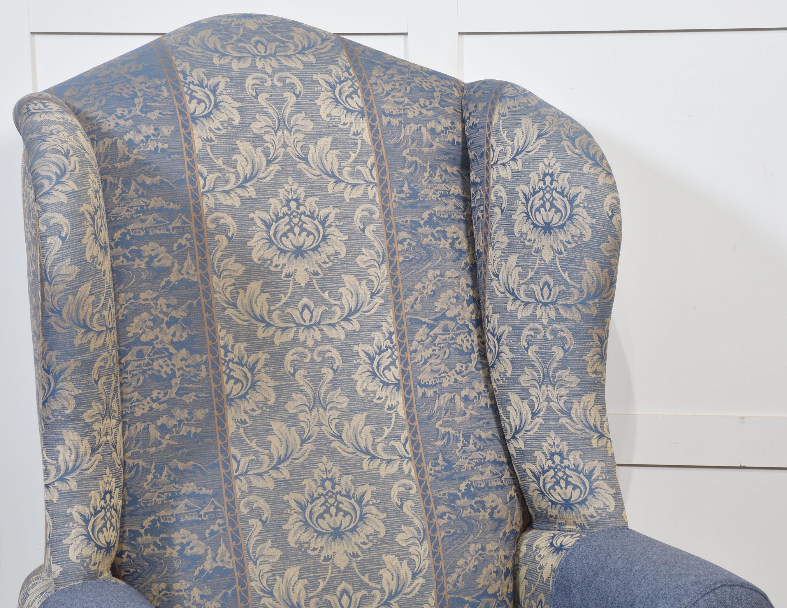 British Pair of Georgian style wingback armchairs For Sale
