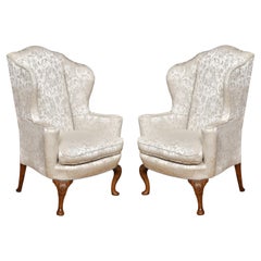 Antique Pair of Georgian Style Wingback Armchairs