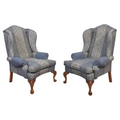 Pair of Georgian style wingback armchairs