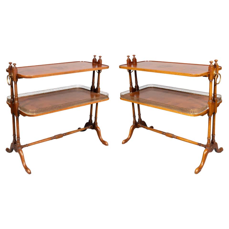 Collectable Decorative Burr Yew Wood Side End Lamp Table with Gallery ...