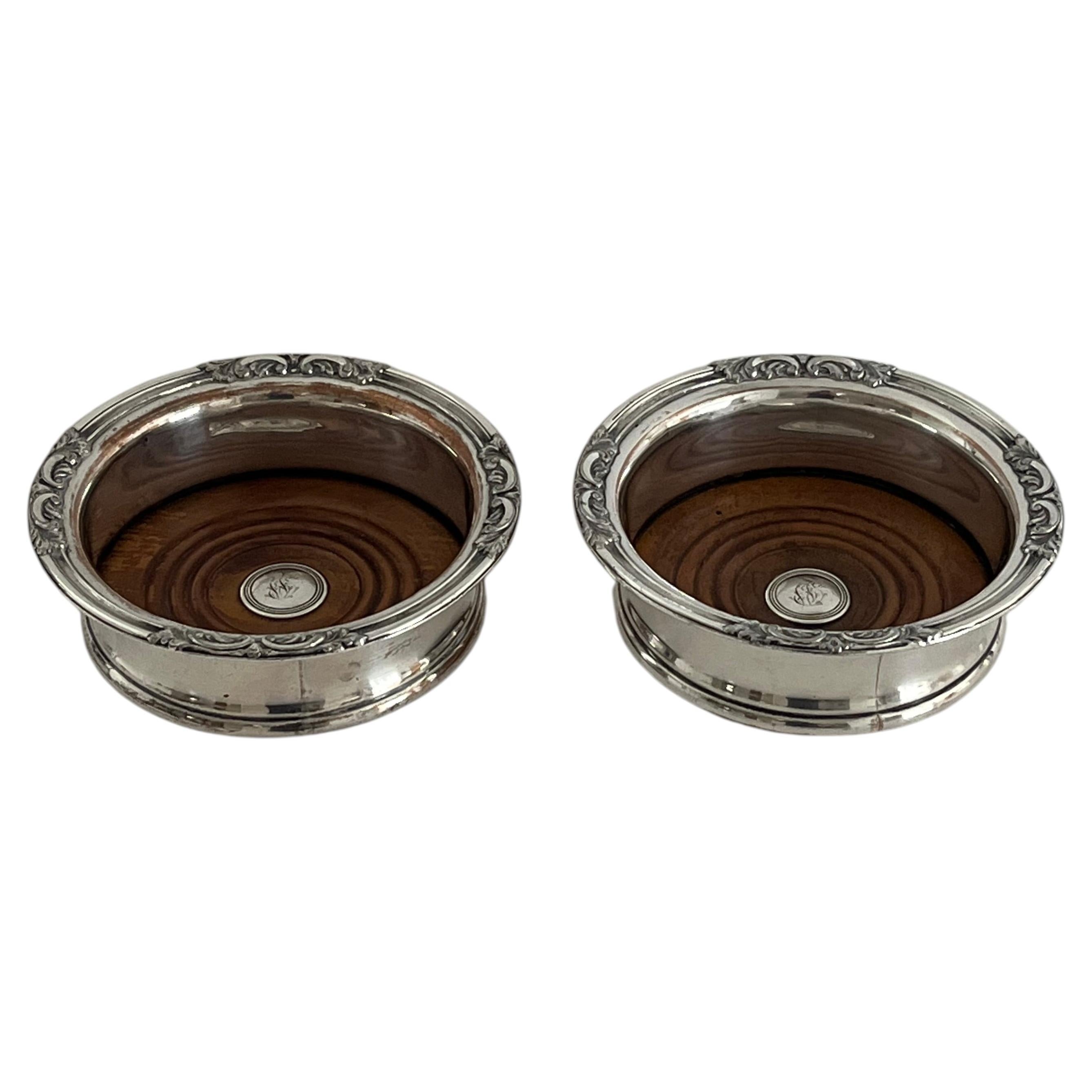 Pair of Georgian Wine Coasters of Silver and Sheffield Plate, Circa 1790