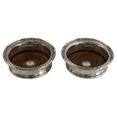 Pair of Georgian Wine Coasters of Silver and Sheffield Plate, Circa 1790