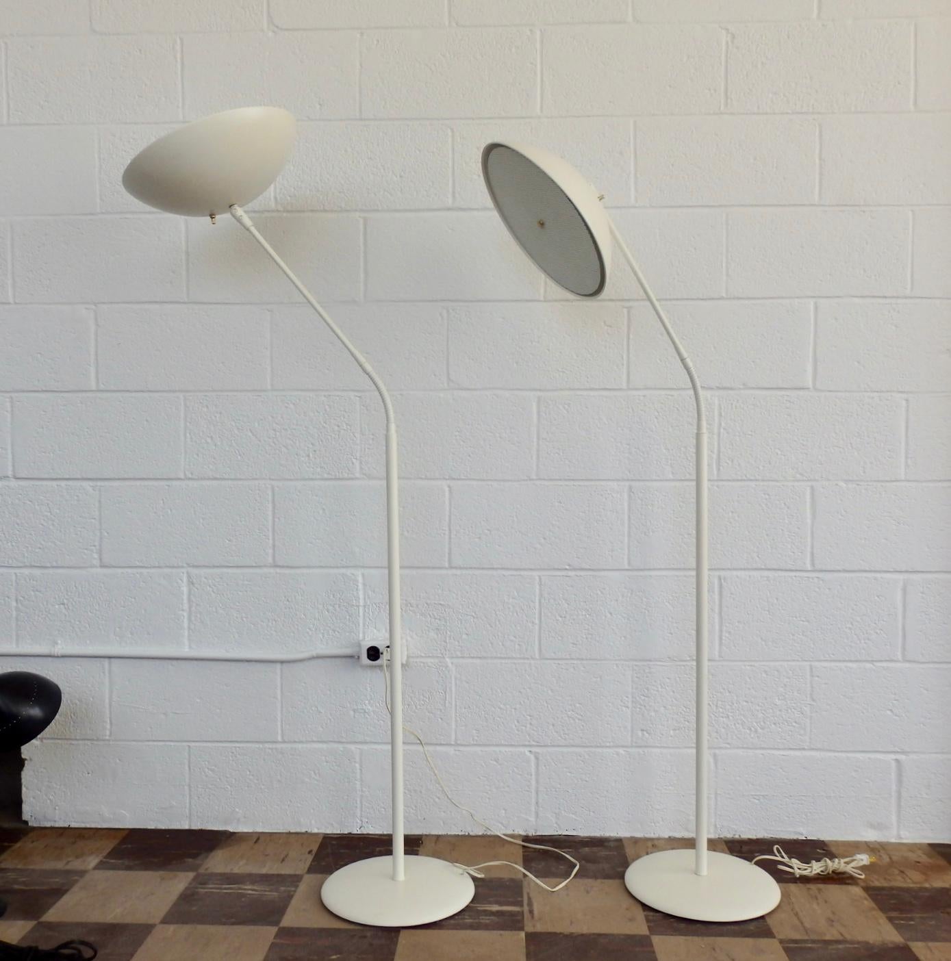Lacquered Pair of Gerald Thurston for Lightolier adjustable flexible Floor Lamps