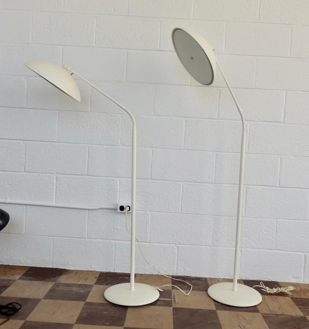 Pair of Gerald Thurston for Lightolier adjustable flexible Floor Lamps In Good Condition In Ferndale, MI