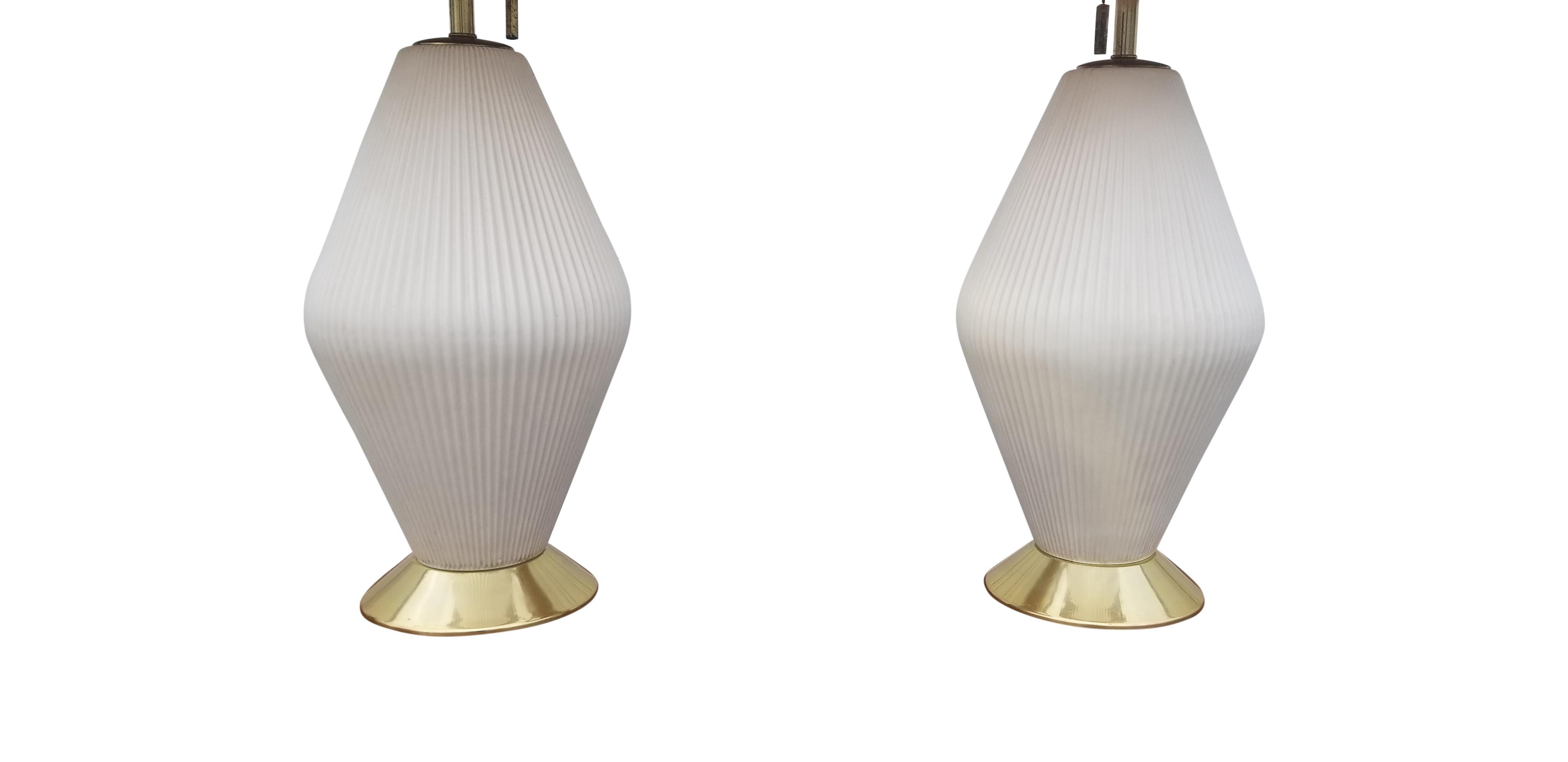 American Pair of Gerald Thurston for Lightolier Porcelain Lamps