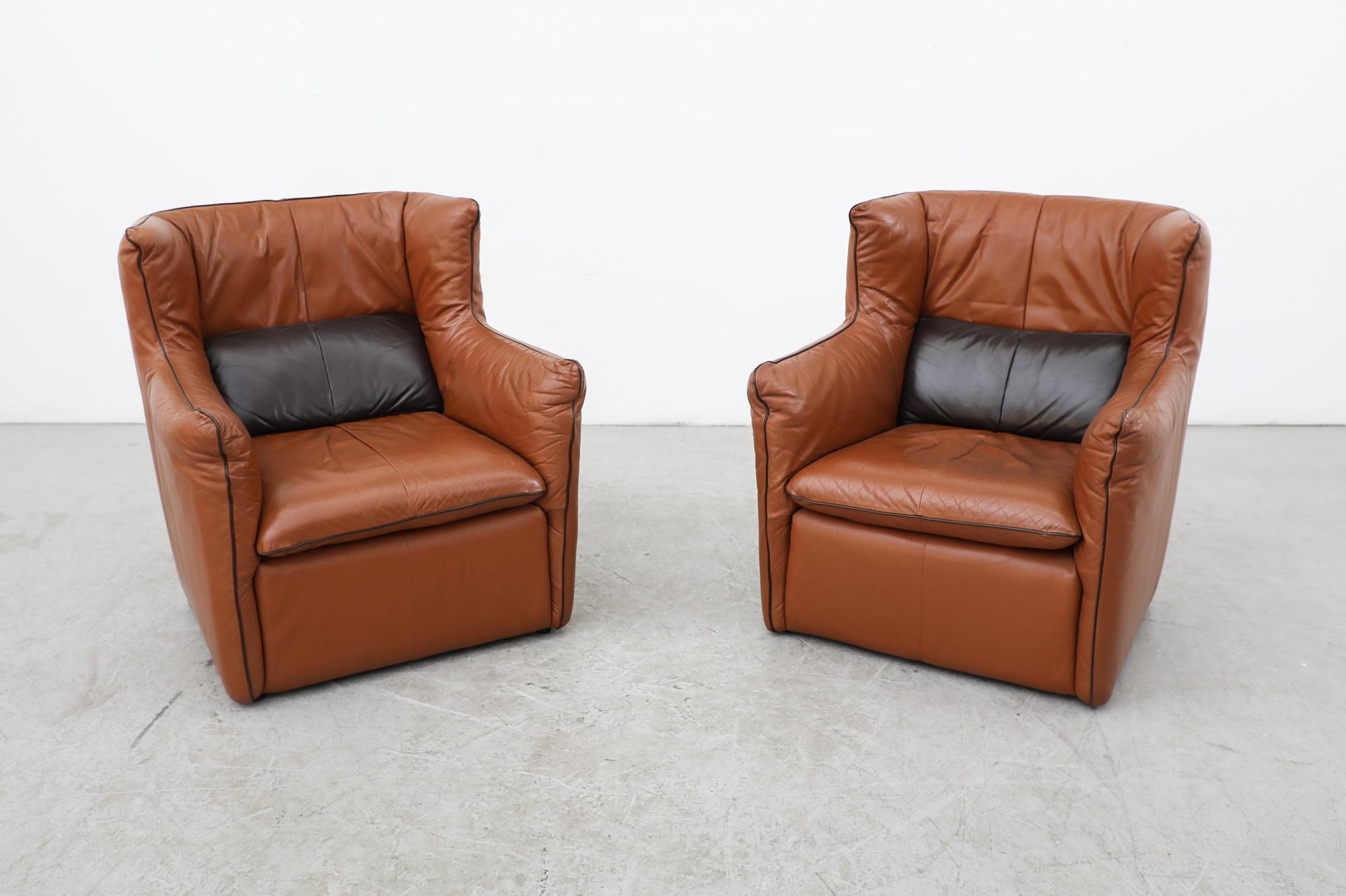 Mid-Century Modern Pair of Gerard Van Den Berg High Back Lounge Chairs