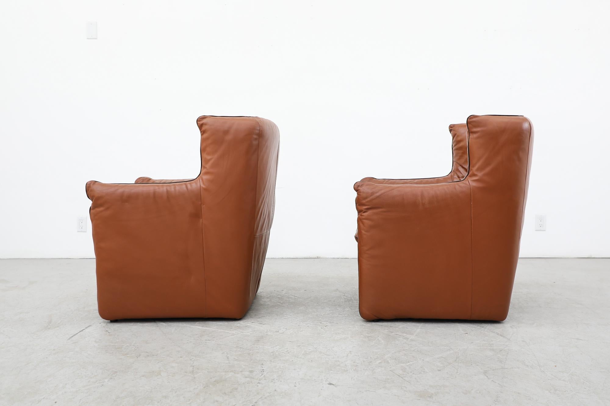 Late 20th Century Pair of Gerard Van Den Berg High Back Lounge Chairs