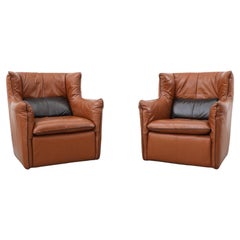 Pair of Gerard Van Den Berg High Back Lounge Chairs
