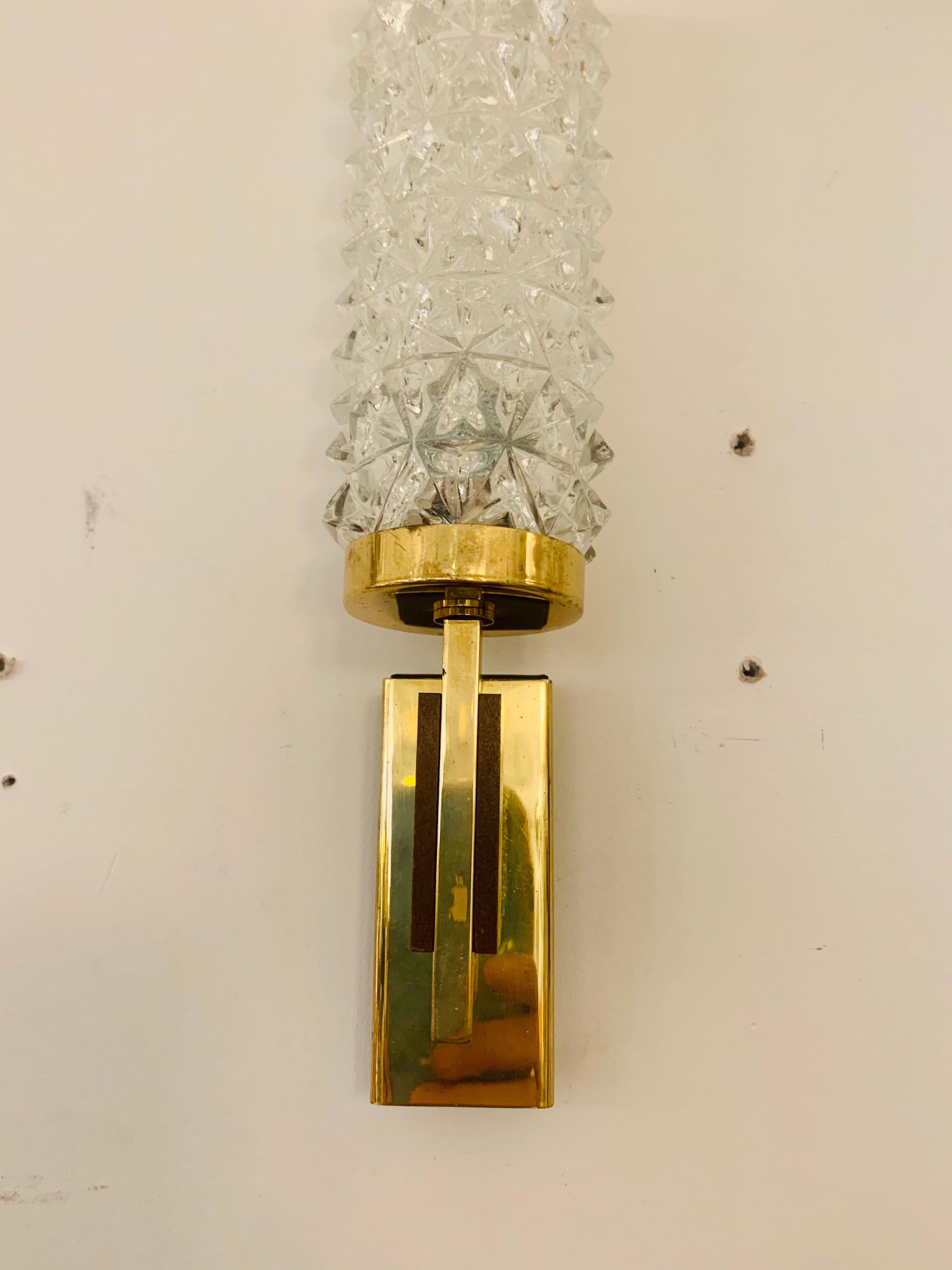 Pair of German 1960s Crystal Wall Lights In Good Condition In New York, NY