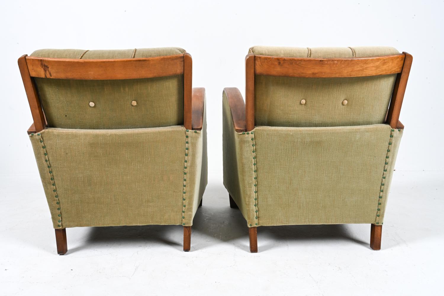 Pair of German Art Deco Oak Easy Chairs, c. 1940's For Sale 8