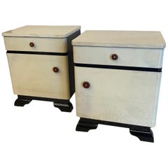 Pair of German Art Deco Parchment Nightstands, 1940s