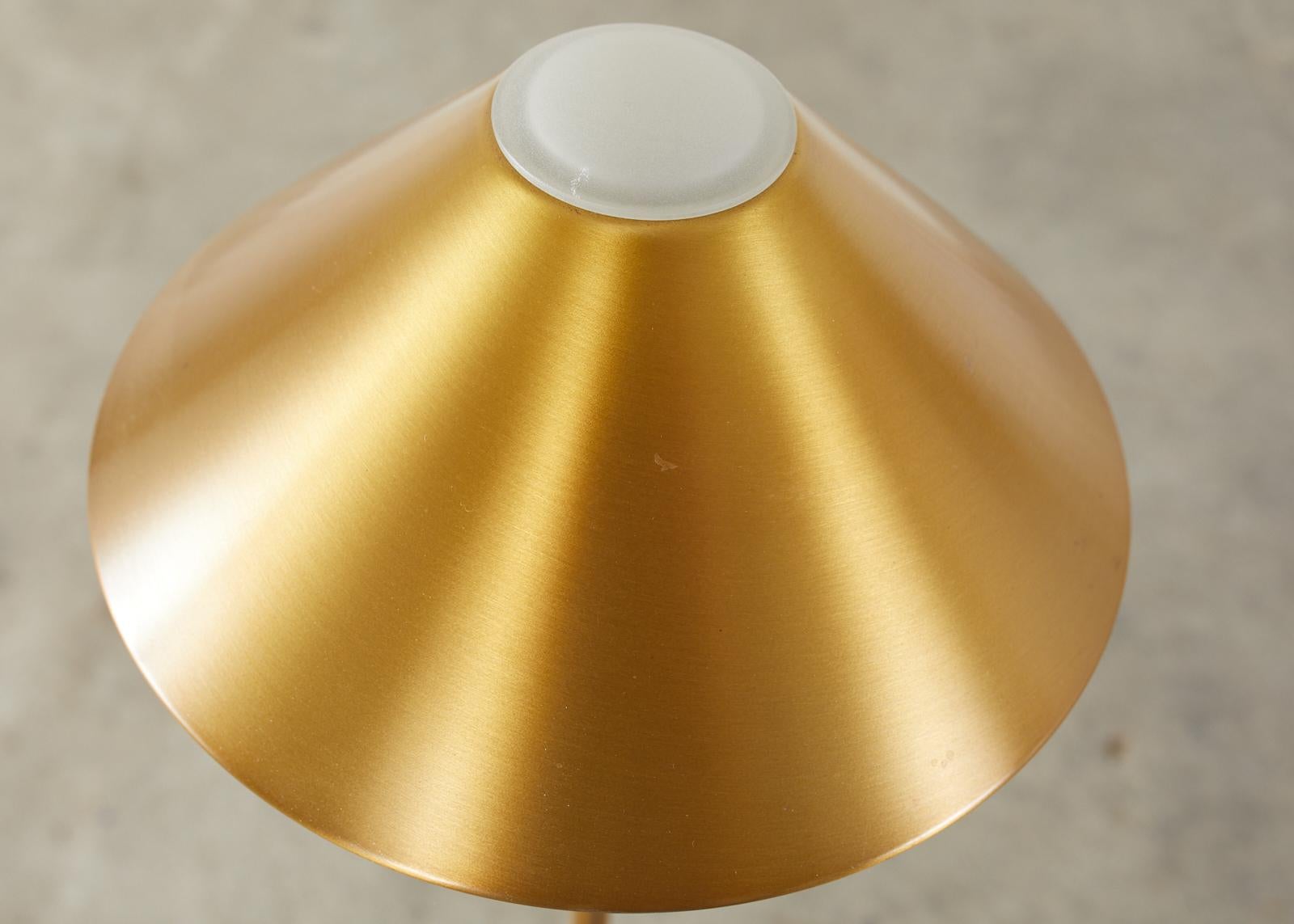 Brushed Pair of German Art Deco Style Brass Floor Lamps