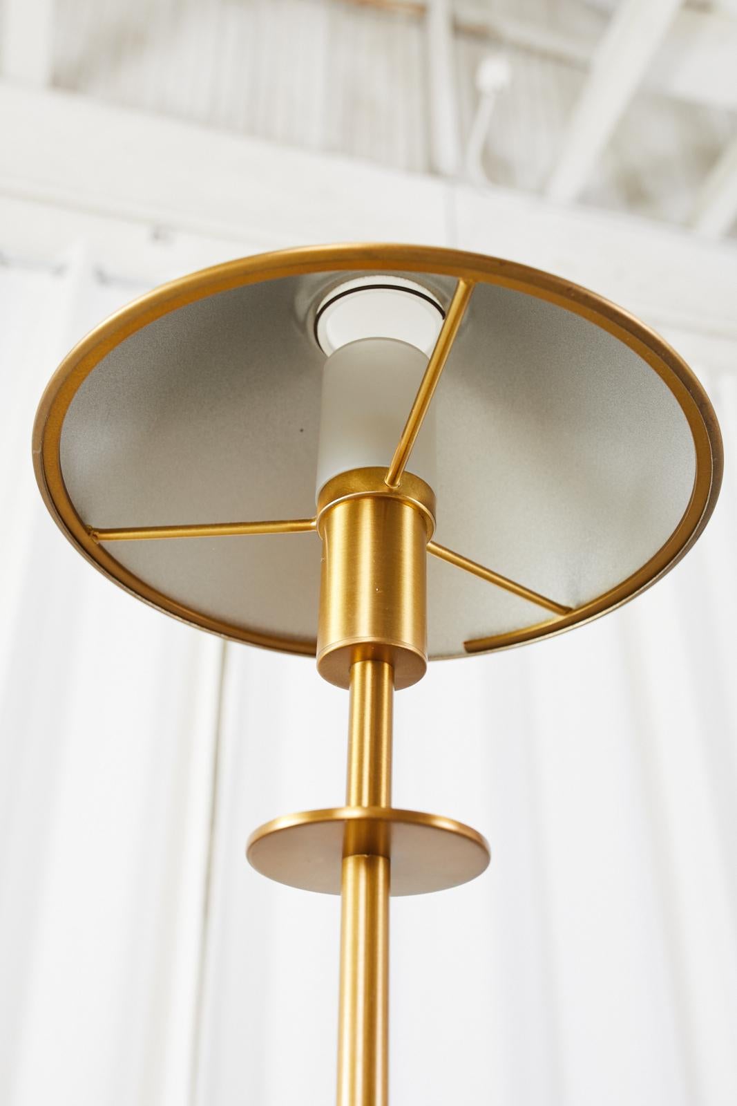 20th Century Pair of German Art Deco Style Brass Floor Lamps