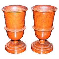 Antique Pair of German Art Deco Treen Ware Urns