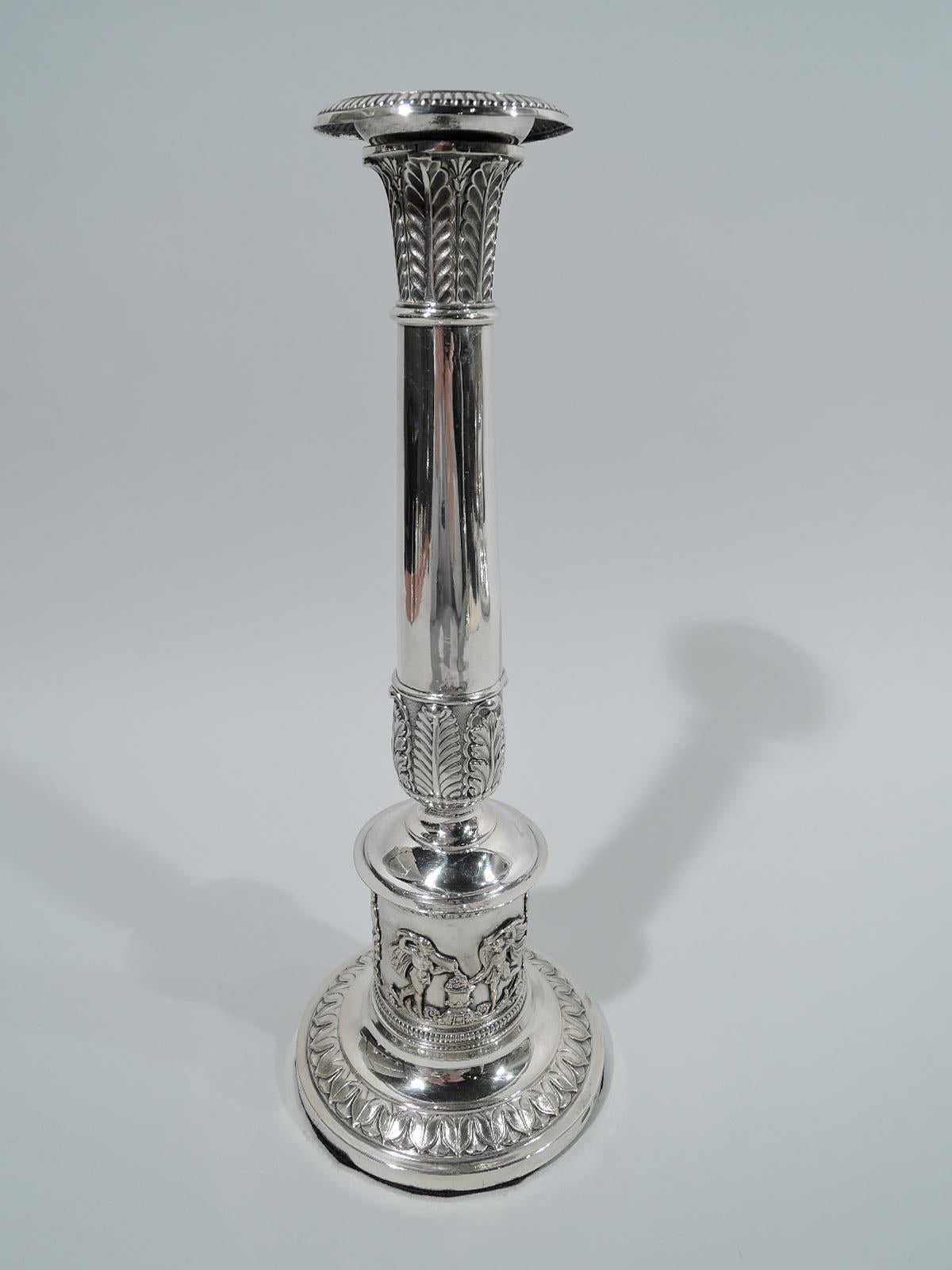 Pair of German Biedermeier Classical Silver Candlesticks In Good Condition In New York, NY