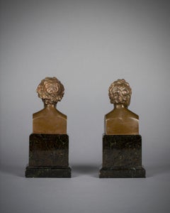 Pair of German Bronze Busts of Schiller and Goethe, circa 1880