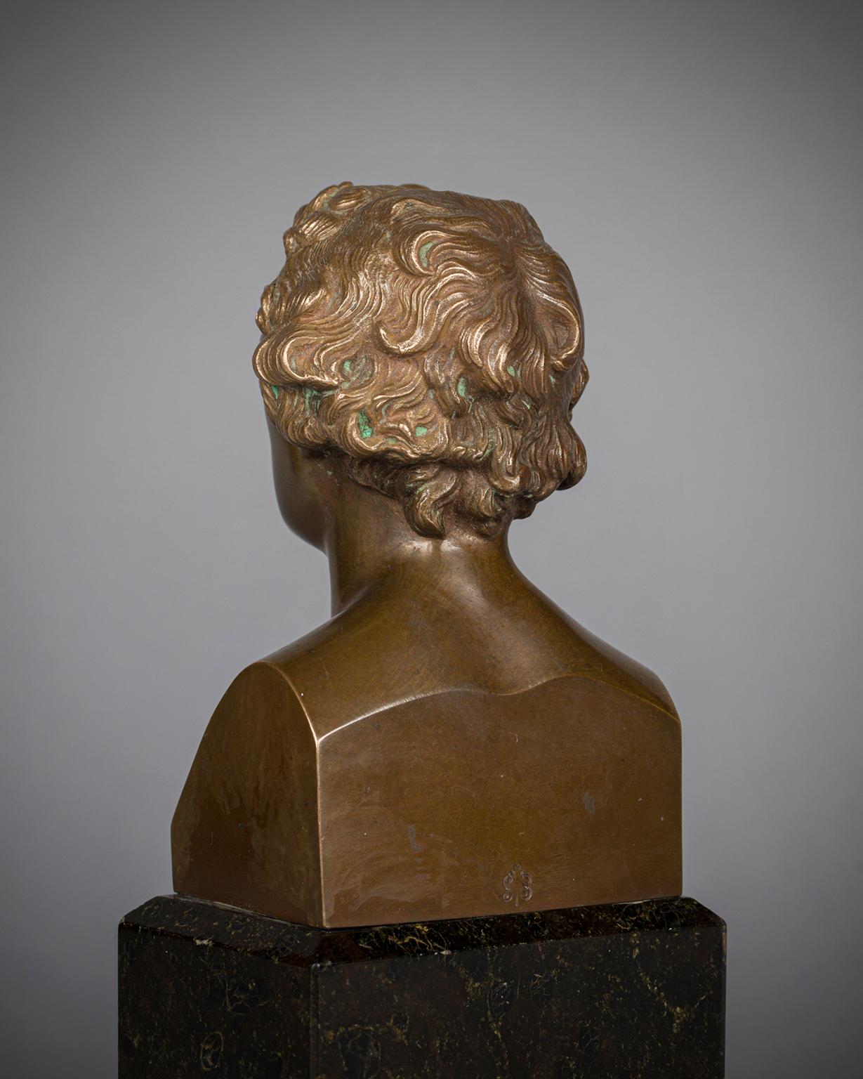 Late 19th Century Pair of German Bronze Busts of Schiller and Goethe, circa 1880 For Sale
