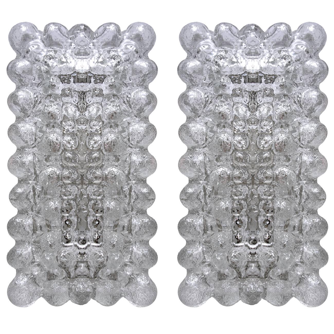 Pair of German Bubble Glass Sconces Wall Lights by Limburg, 1960s