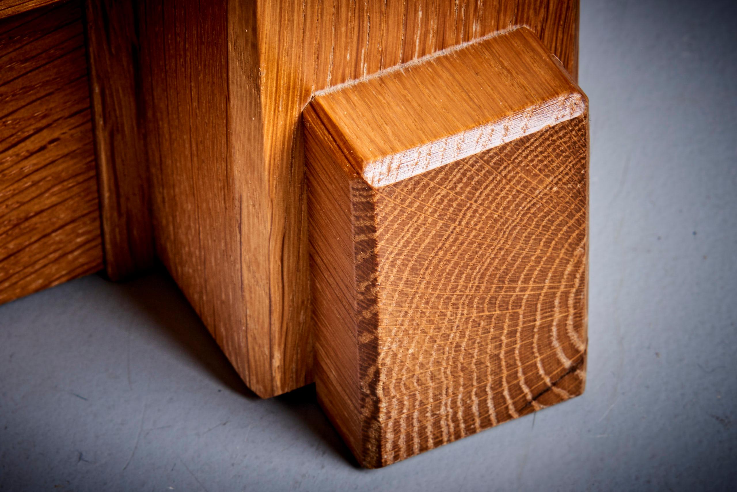 Oak Pair of German carpenter Custom Bedside tables or end tables For Sale
