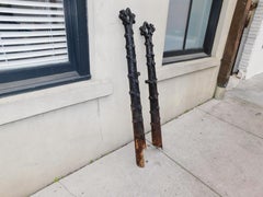 Pair of German Cast Iron Black Forest Stylized Branch Hitching Post, Circa 1840