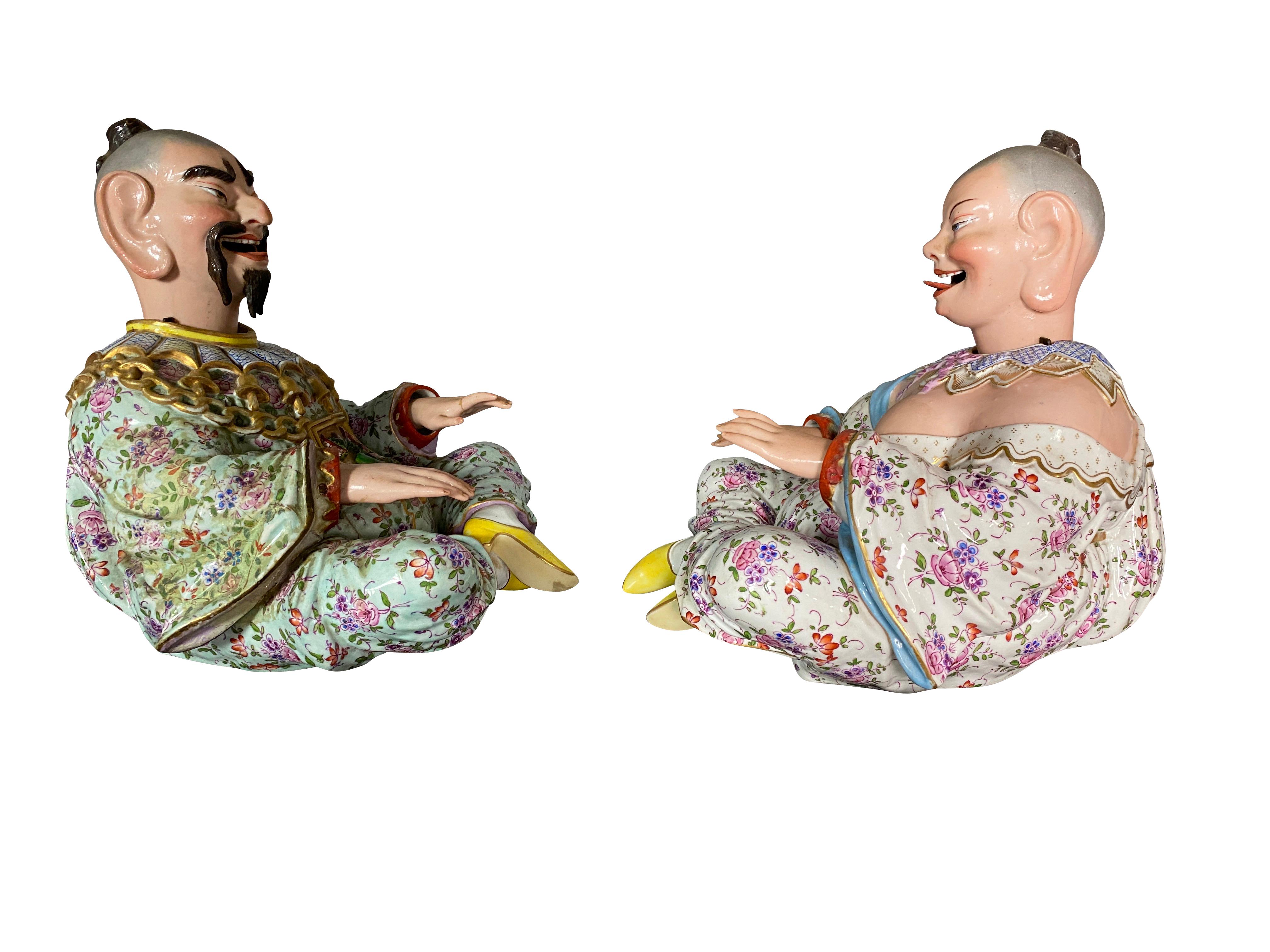 Pareja de figuras de porcelana china alemana de 
