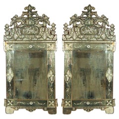Pair of German Clear Center Venetian Style Mirrors