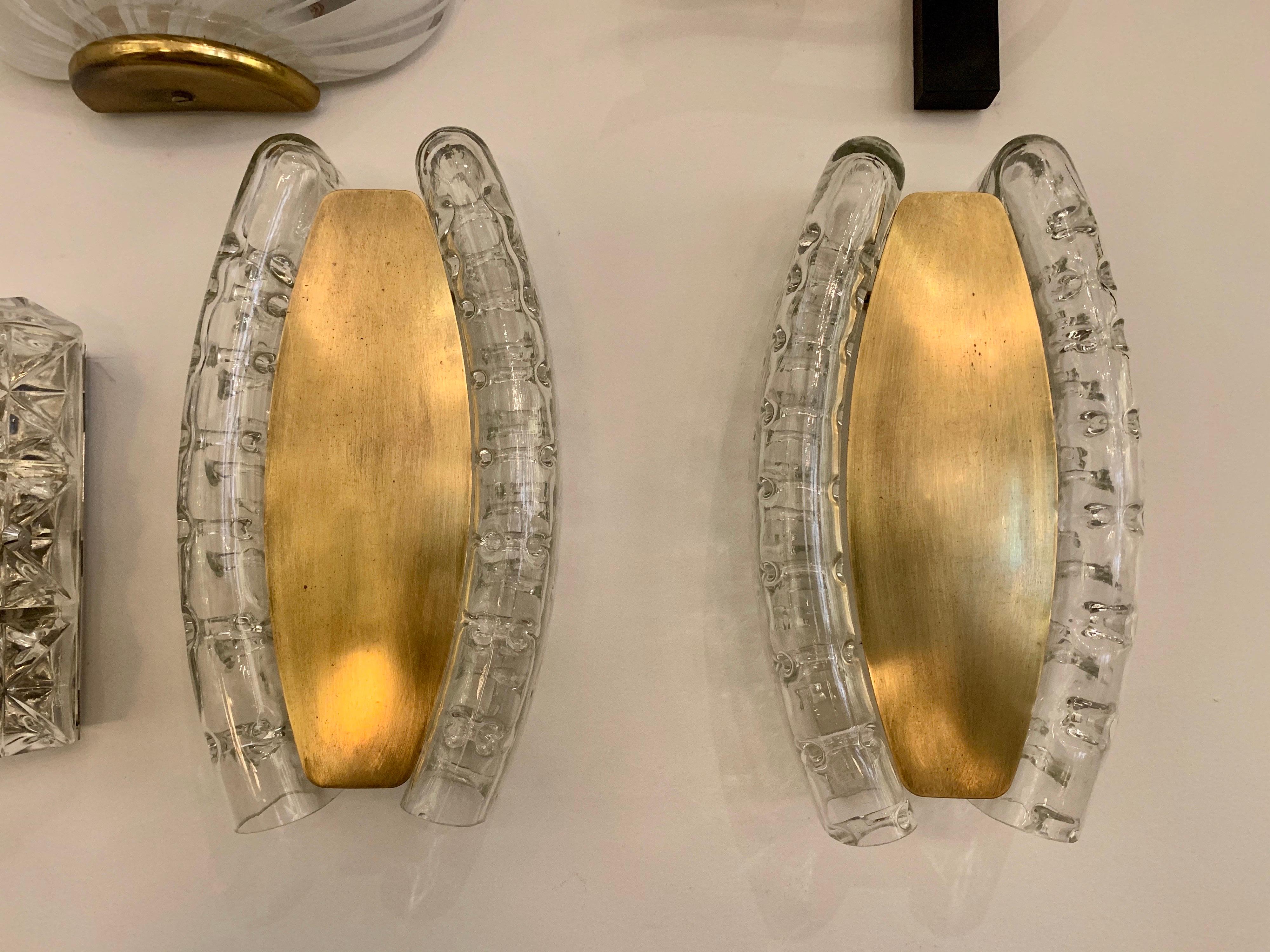 Pair of German Doria Murano 1960s Wall Lamps In Good Condition For Sale In New York, NY