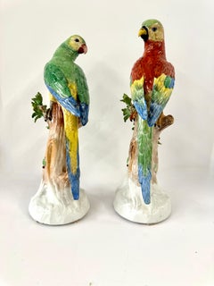 Pair of German Dresden Tall Parrots