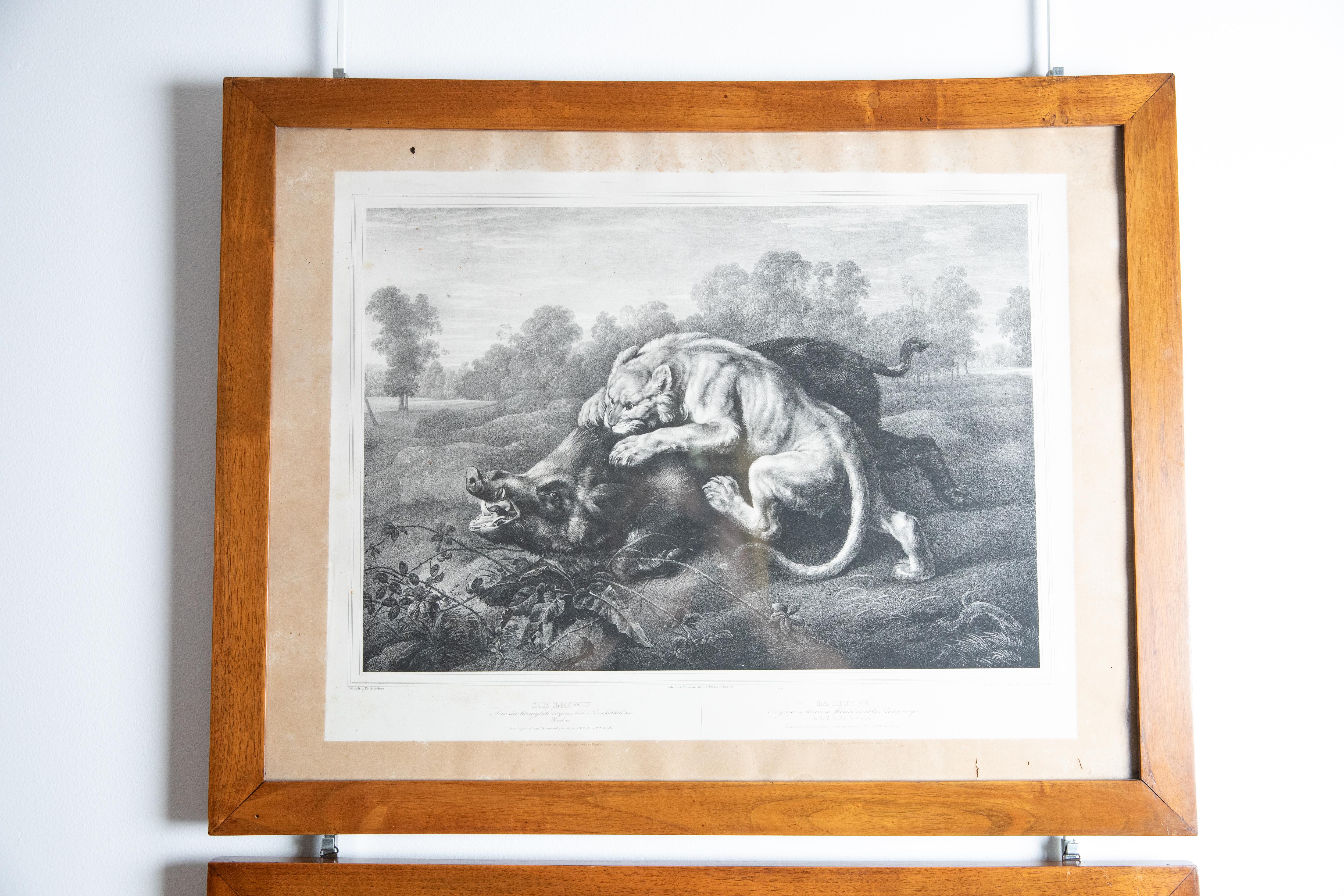 Neoclassical Pair of German Framed Engravings, 