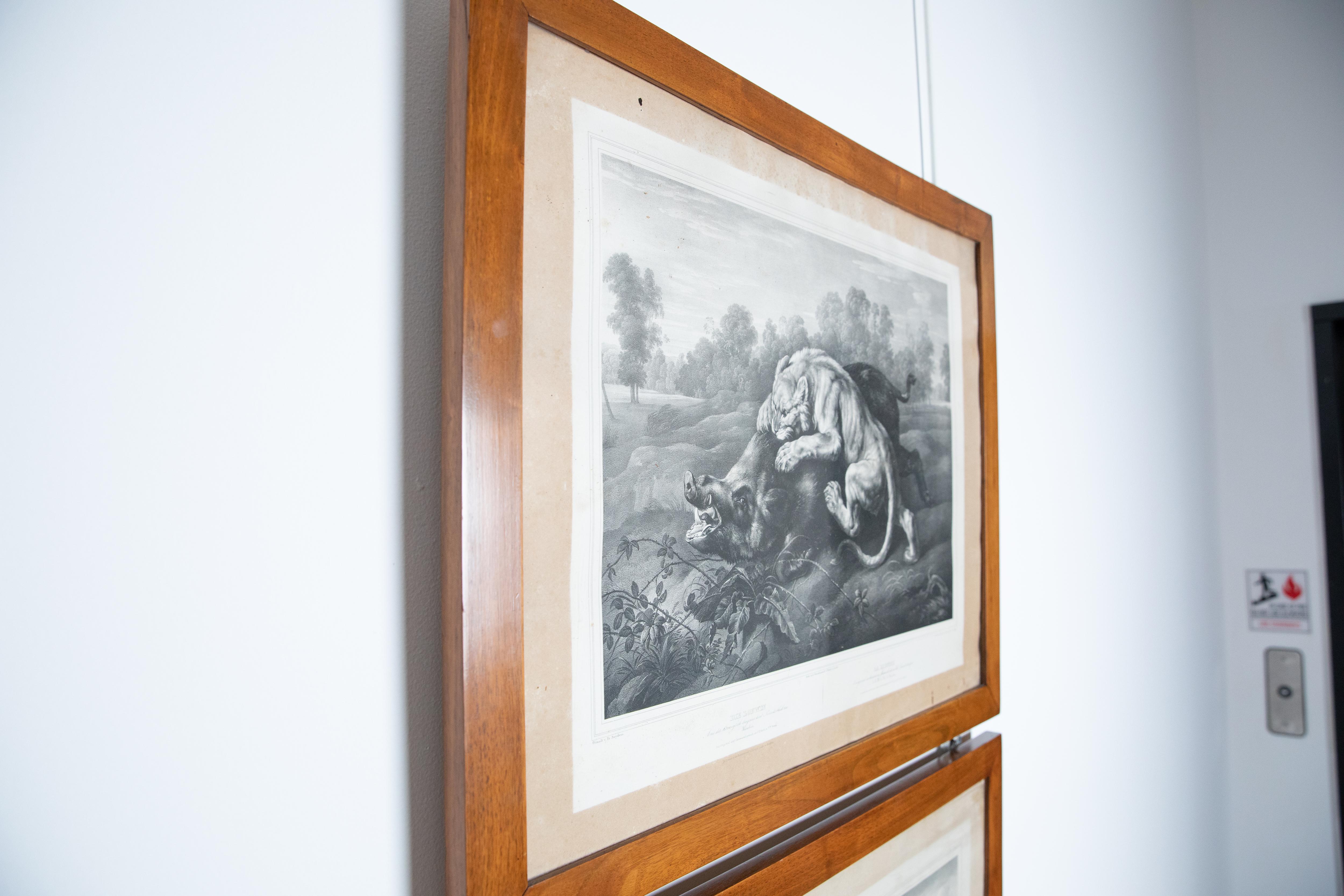 Mid-19th Century Pair of German Framed Engravings, 
