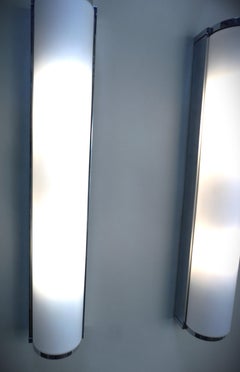 Pair of German Glashütte Limburg 1970's Wall Sconces   5 pairs in stock