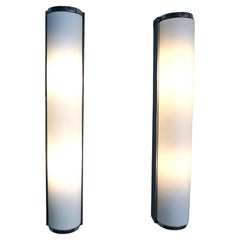 Pair of German Glashütte Limburg 1970's Wall Sconces   5 pairs in stock